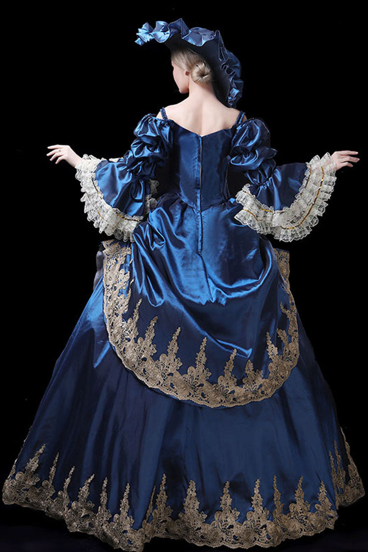 Victorian Lolita Dress with 3D Flower Embroidery and Trumpet Sleeves
