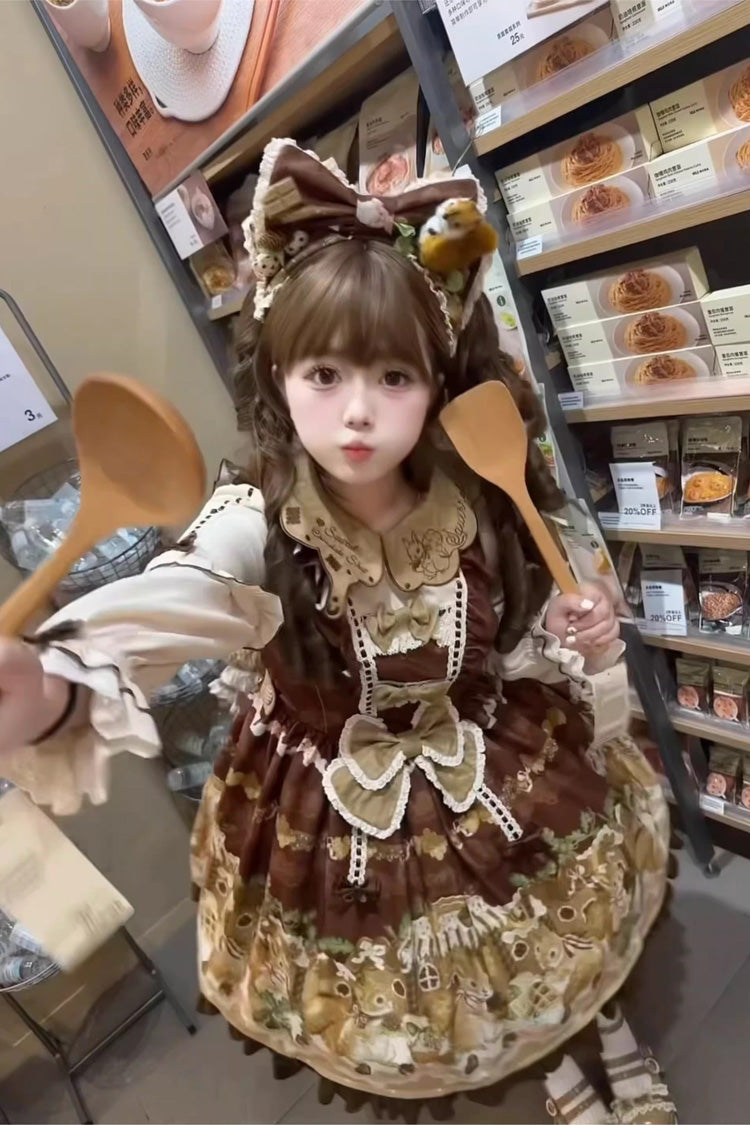 Sweet Lolita Dress with Doll Collar and Long Sleeves