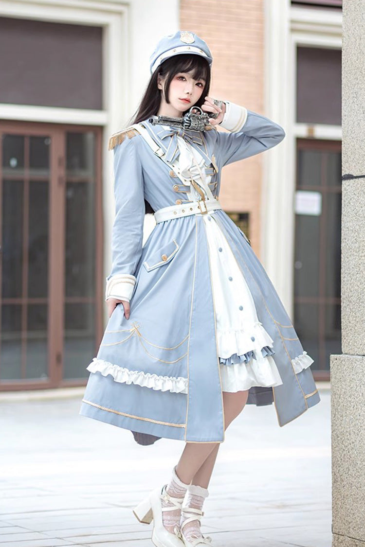 Azure Star Ocean Fantasy Cardigan Bowknot Military Elegant Lolita Dress