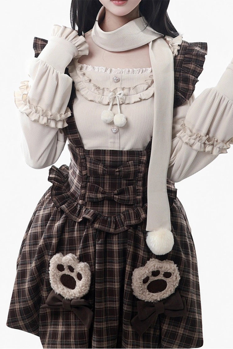 Chocolate Printed Ruffle Bow Strap Dress - Fluffy Little Bear