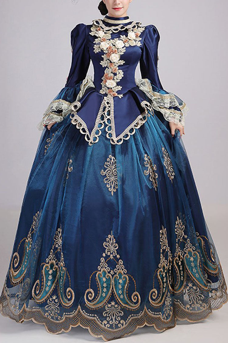 Azure Flared Sleeves Empire Waist Floral Cutout Embroidery Victorian Lolita Ball Gown