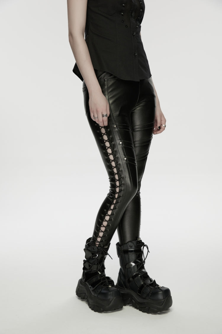 Punk Drawstring Leggings with Studs