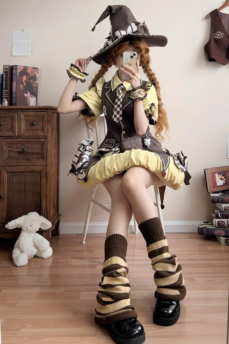 Halloween Sweet Lolita Vest Set with Short Sleeves and Bows