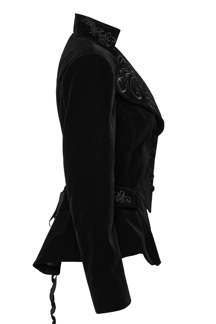 Gothic Velvet Jacket with Swallow-Tailed Hem