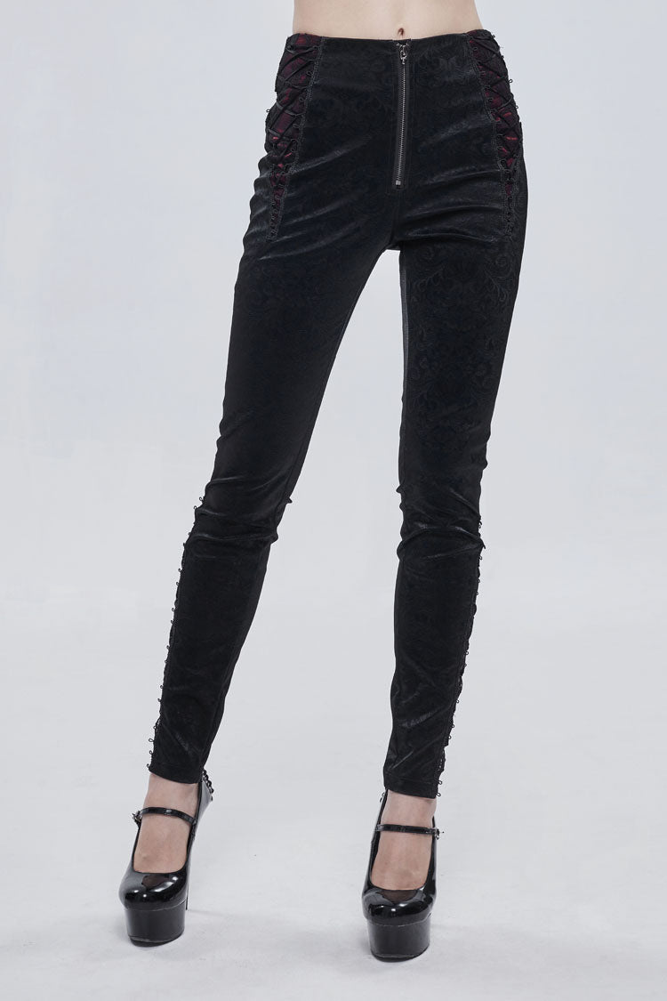 Metal Zipper High-Waist Gothic Trousers