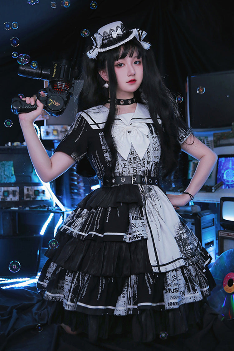 Asymmetric Punk Lolita Dress with Multi-Layered Ruffles