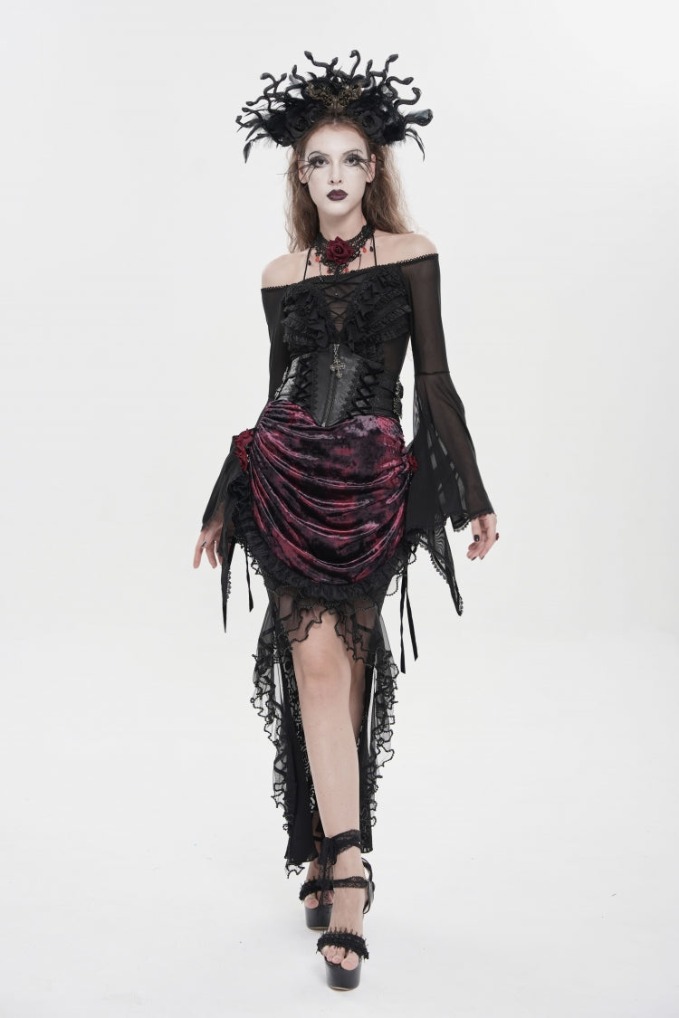 Women's Gothic Zip Girdle Accessory with Crochet Lace-Up, Slim Fit and Zipper