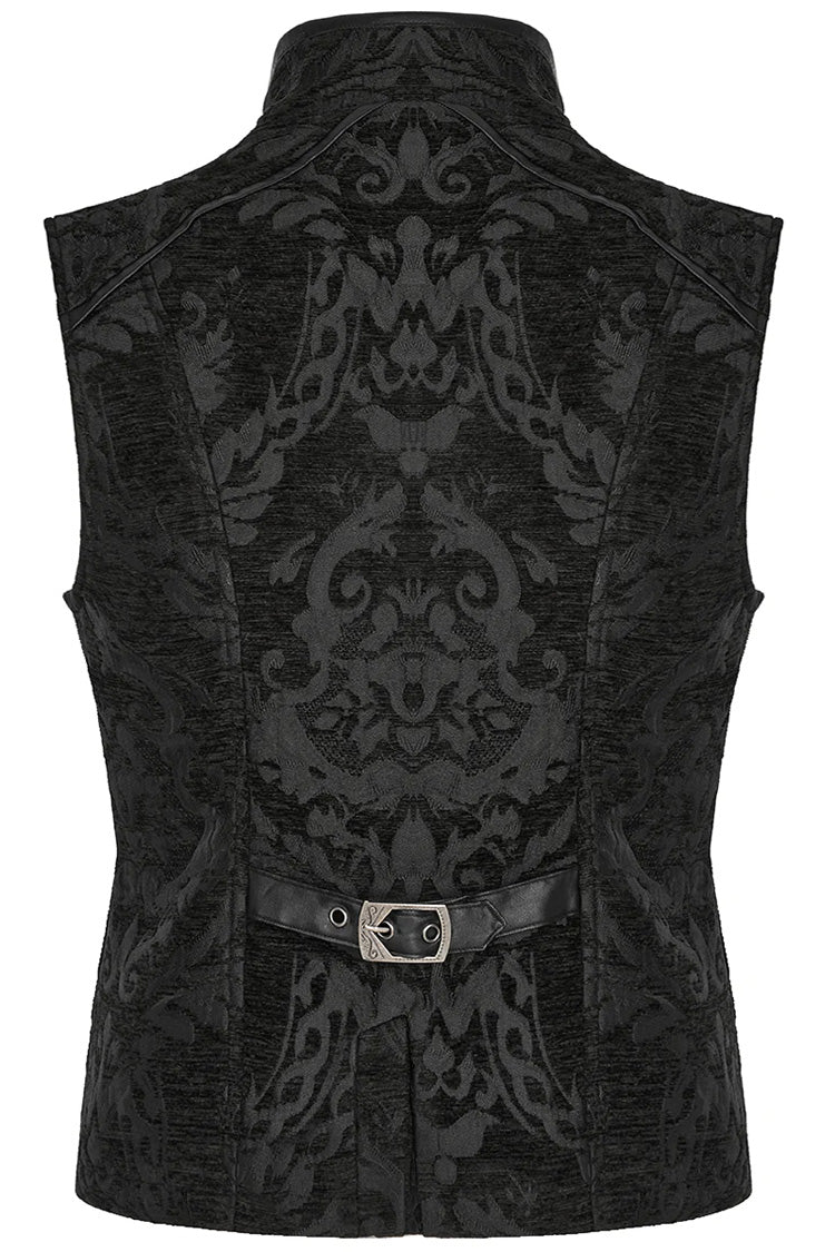 Gothic Men's Vest with Jacquard Print and Metal Ring Accents - Two Hues