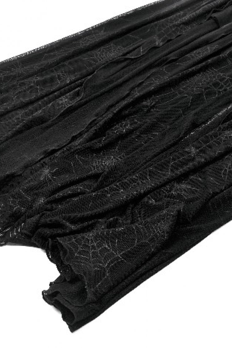 Elegant Witch Long Dress with Spiderweb Lace-Up and Extended Sleeves