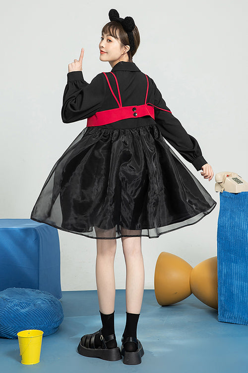 Sweet Lolita OP Dress with Bow and Organza Sleeves