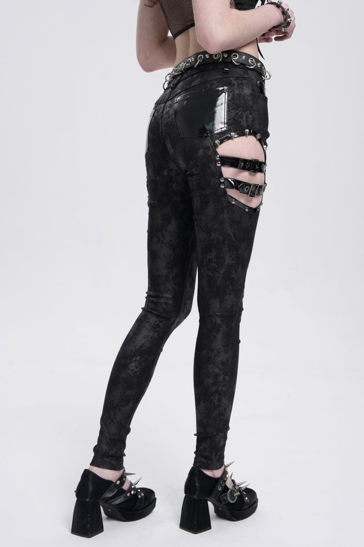 Midnight Cutout Buckle Trousers for Women - Gothic Edge