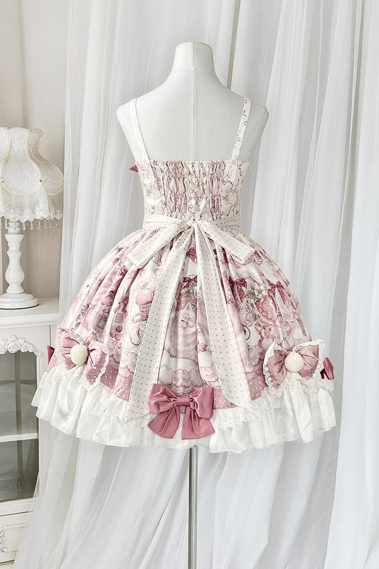 Cat Dessert House Print Ruffle Bow Lolita JSK Set