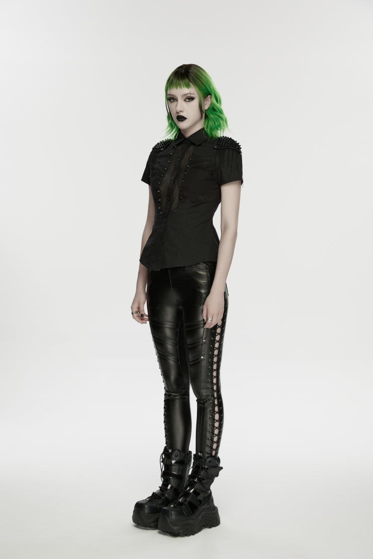 Punk Drawstring Leggings with Studs