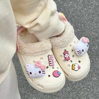 Schöne Kawaii warme Plüschschuhe mit Löchern - Kimi