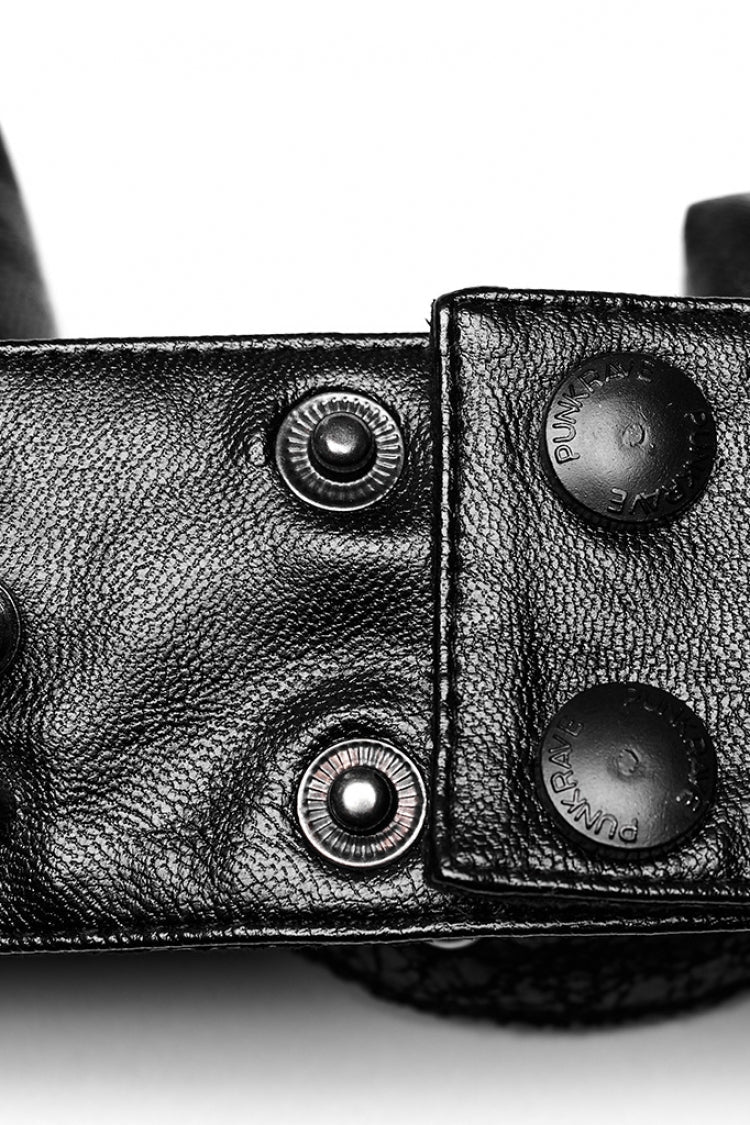 Men's Steampunk Pointed Choker with Cracked Leather and Metal Nail Decoration