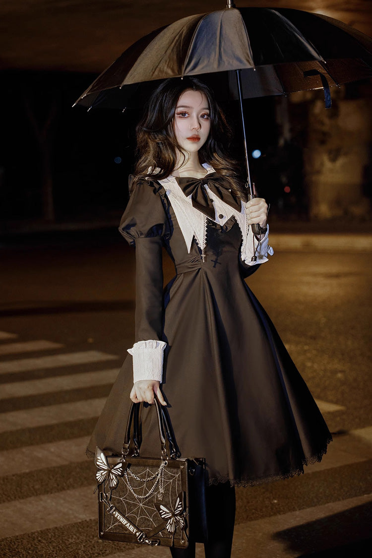 Gothic Lolita Shoulder Bag with Butterfly Print - Triple Colorways