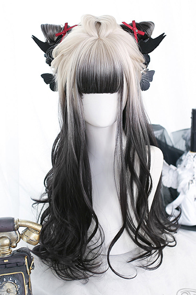 White to Black Ombre Long Curly Traditional Lolita Hairpiece