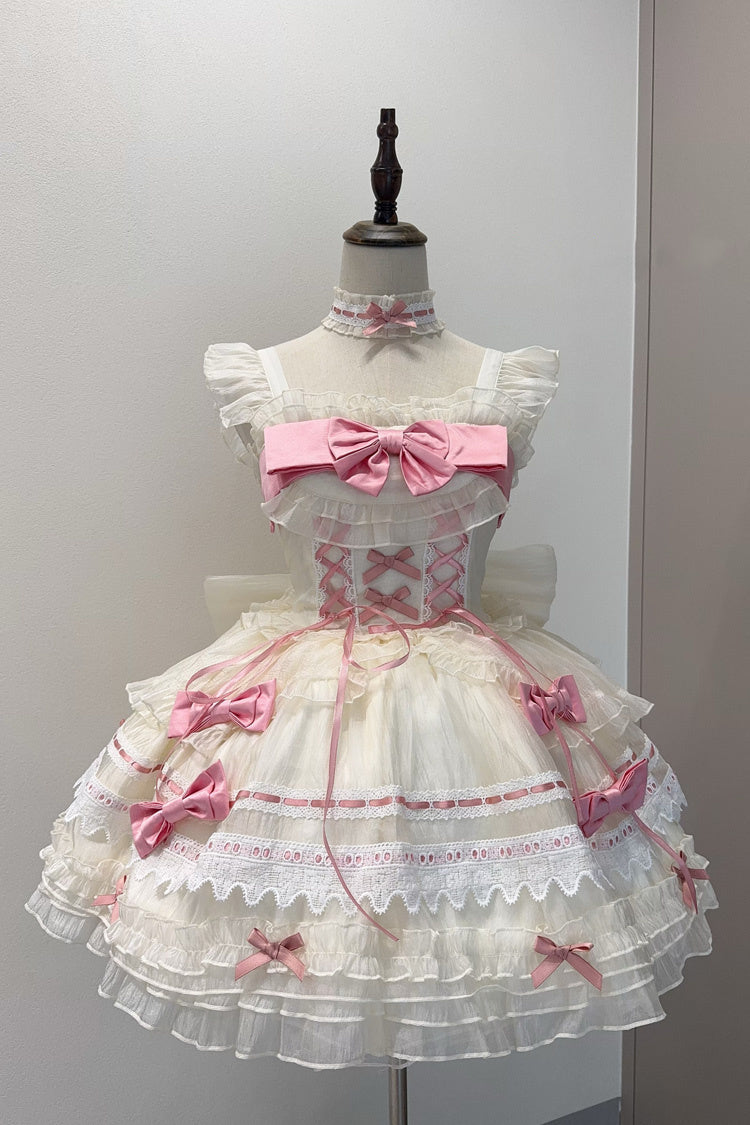 Prelude to Spring Song Sleeveless Multi-Layered Ruffle Bowknot Lace Sweet Princess Ballet Lolita Jsk Dress