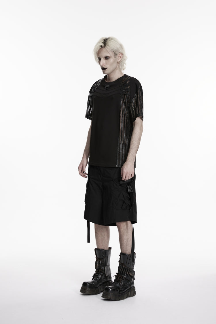 Zippered Punk Strappy Shorts with Pockets