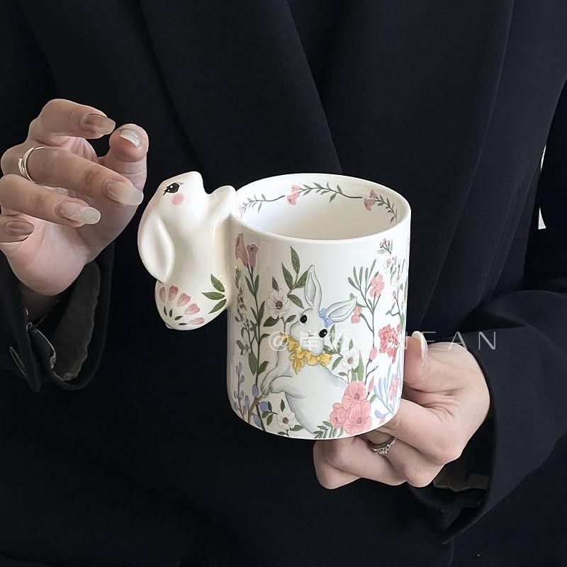 Cartoon Ceramic Flower Rabbit Cup - Lovesickdoe