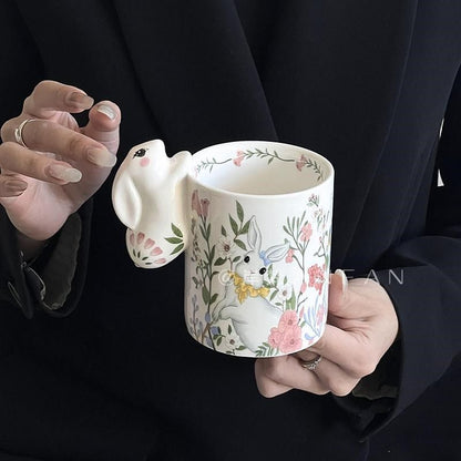 Cartoon Ceramic Flower Rabbit Cup - Lovesickdoe