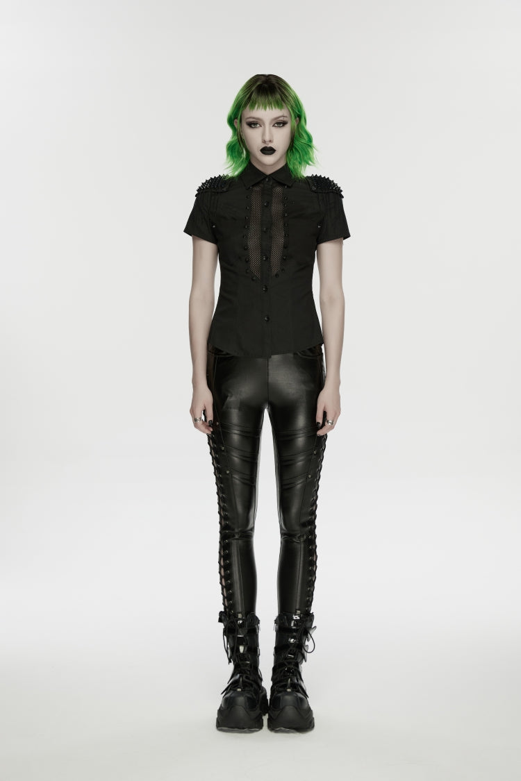 Punk Drawstring Leggings with Studs