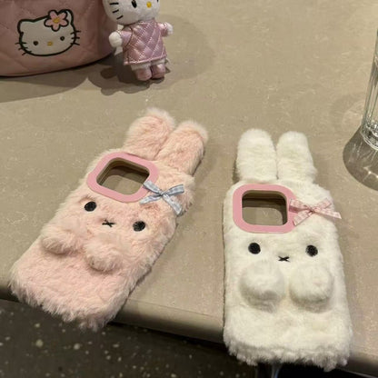 Jolie coque de téléphone en peluche lapin KI686