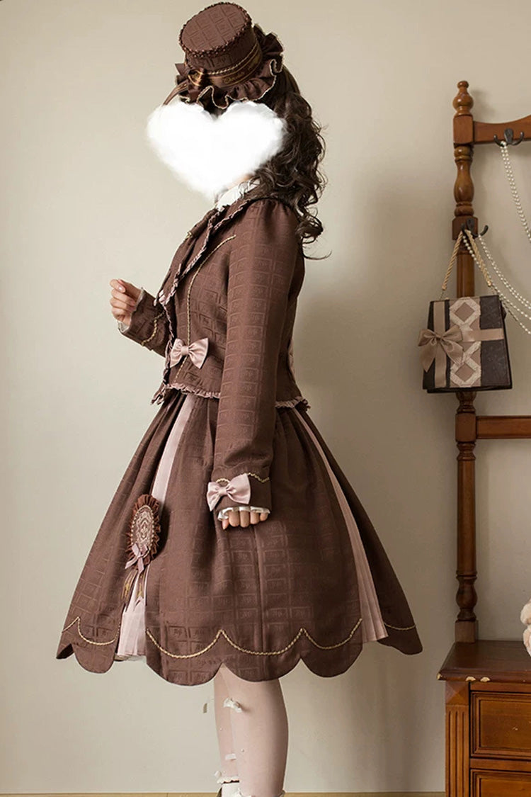 Classic Lolita JSK Dress and Skirt with Embroidered Bow Lace-Up