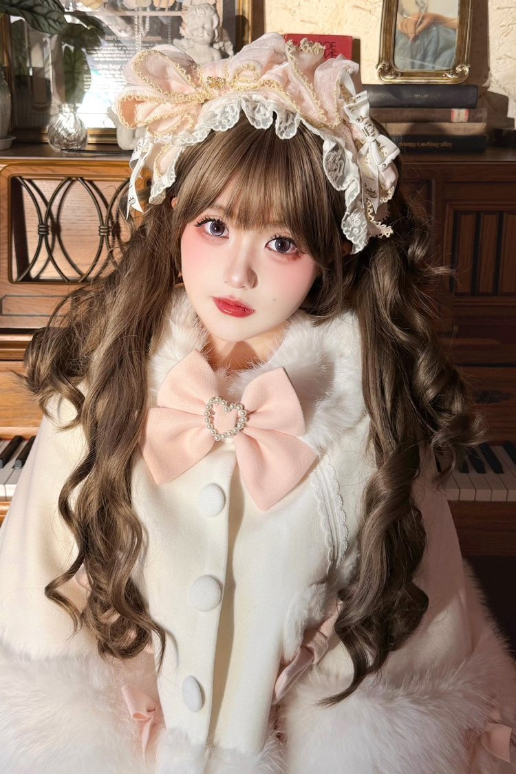 Sweet Lolita Wig Set with Ash Brown Roman Curls and Twin Pigtails