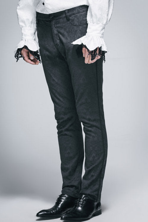 Braided-Strap Jacquard Pants in Dark Gothic Style
