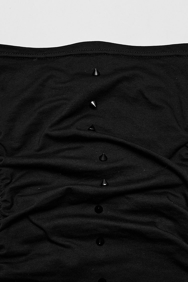 Punk Mesh Blouse with Rivets and Attached Mask, Long-Sleeve Men's Style