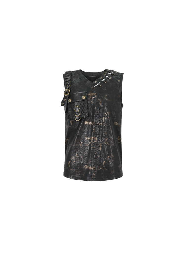 Graphic Print Buckle Pocket Punk Tank