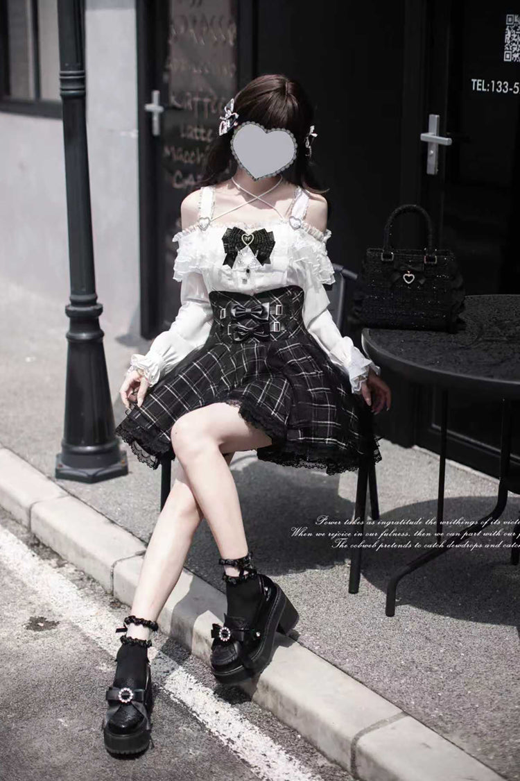 Bow-Detailed Tartan Jirai Kei Japanese Skirt