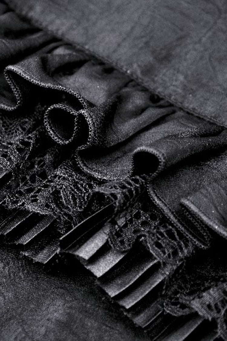 Ruffled Gothic Blouse with Puff Sleeves and Collar - Gothic Edge
