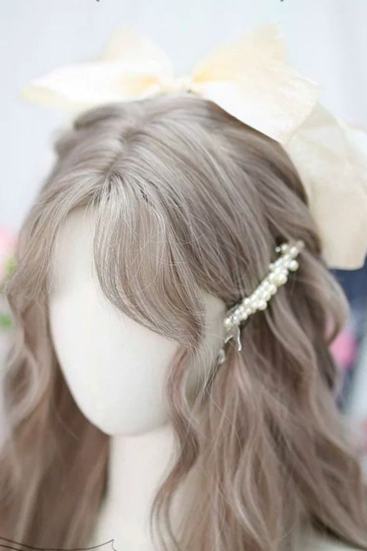 Long Wavy Sweet Lolita Wig with Curved Bangs in Beige Brown