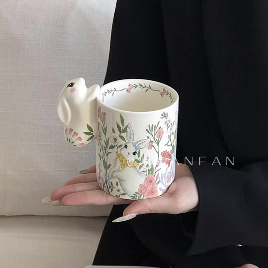 Cartoon Ceramic Flower Rabbit Cup - Lovesickdoe