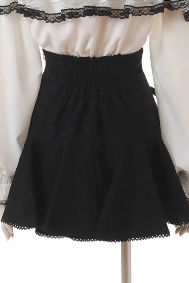 Sweet Jirai Kei Skirt with Bowknot, Lace-Up & Double-Breasted Detail