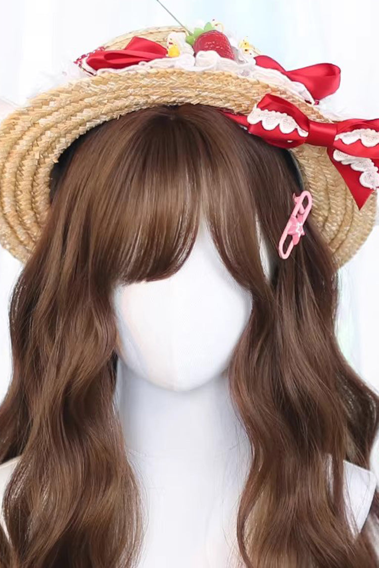 Japanese Style Brown Wavy Daily Sweet Lolita Wig with Light Airy Bangs