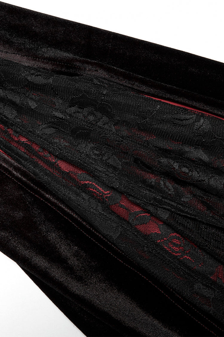 Crimson & Noir Off-Shoulder Long Flared Sleeve Ombre Lace Gothic Gown