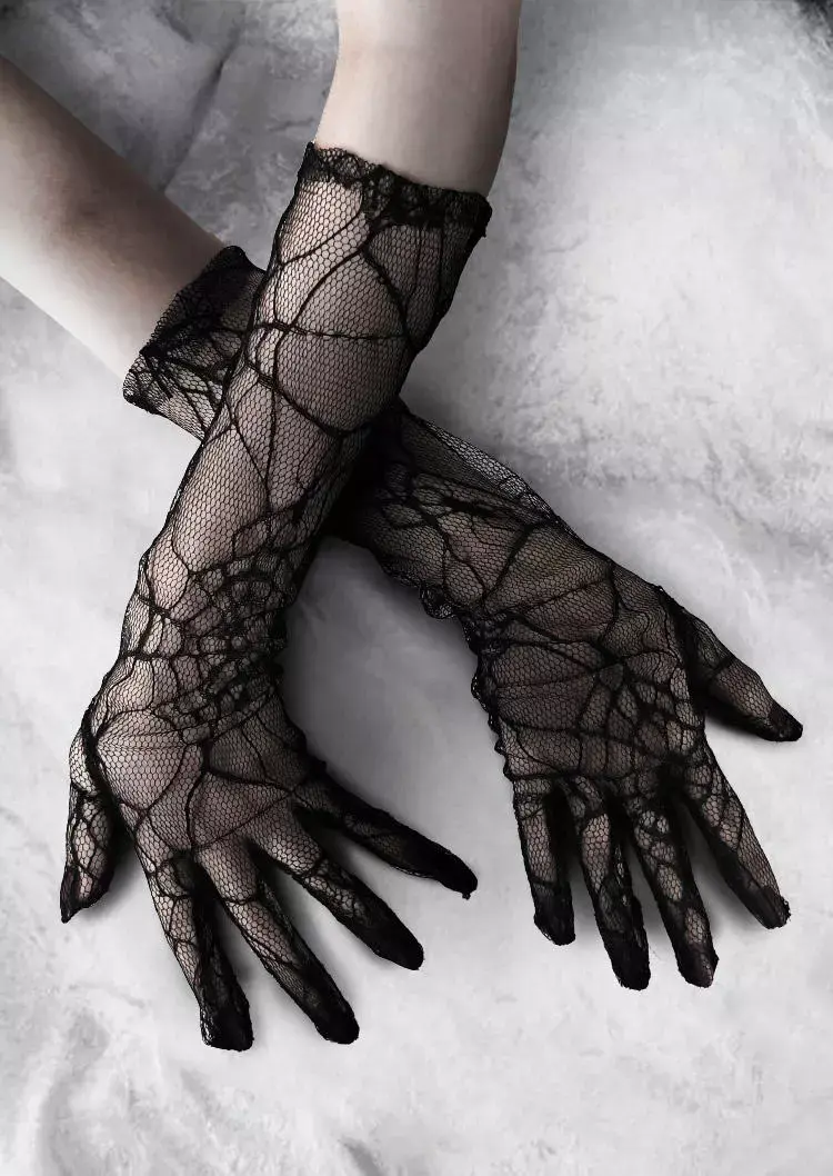 Black Gloves Web Lace Spider