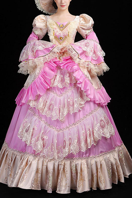 Layered Hollow Embroidery Victorian Lolita Prom Dress with High Waist