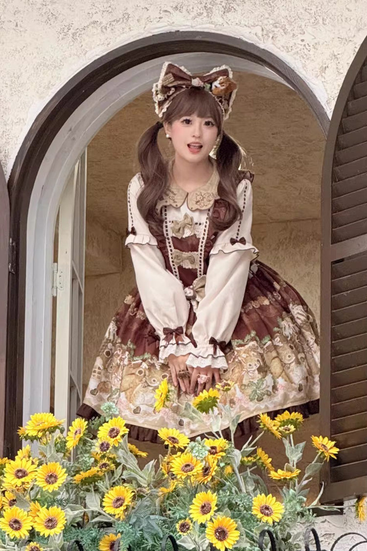 Sweet Lolita Dress with Doll Collar and Long Sleeves