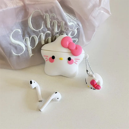 Kitty Star Airpods Silikonhülle mit Schlüsselanhänger KI676