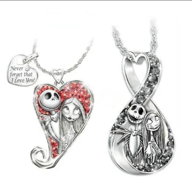 (2 Jack Skellington Sally Couple PCs) Necklace