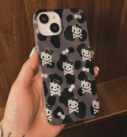 Coque de téléphone à motif tête de mort de chat