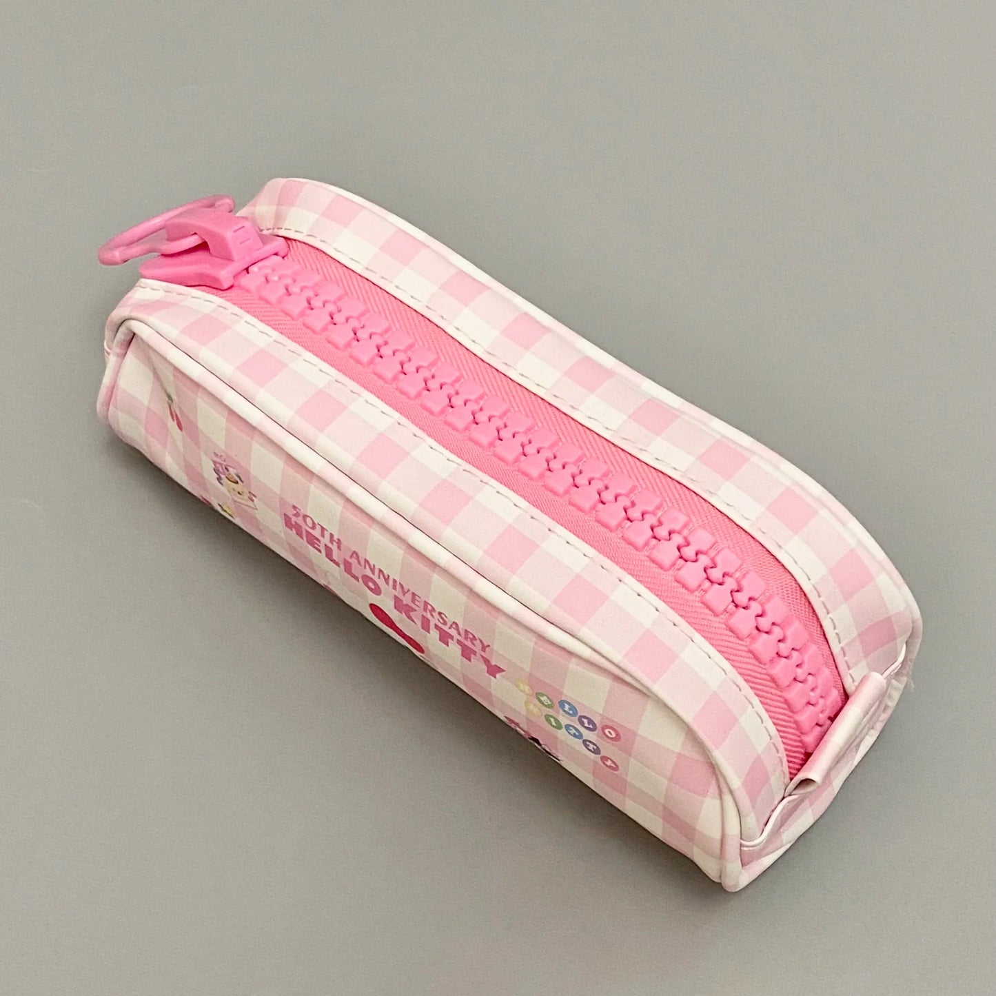 Kitty Plaid Pencil Case with Oversized Zipper