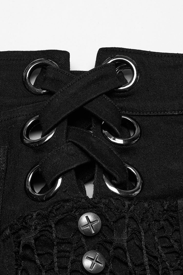 Punk Shorts with Studs and Ripped Details