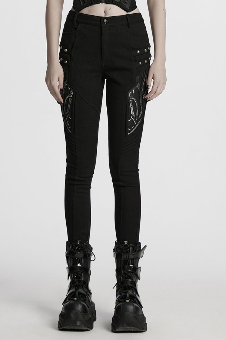 Punk Pleated Leggings with Studs