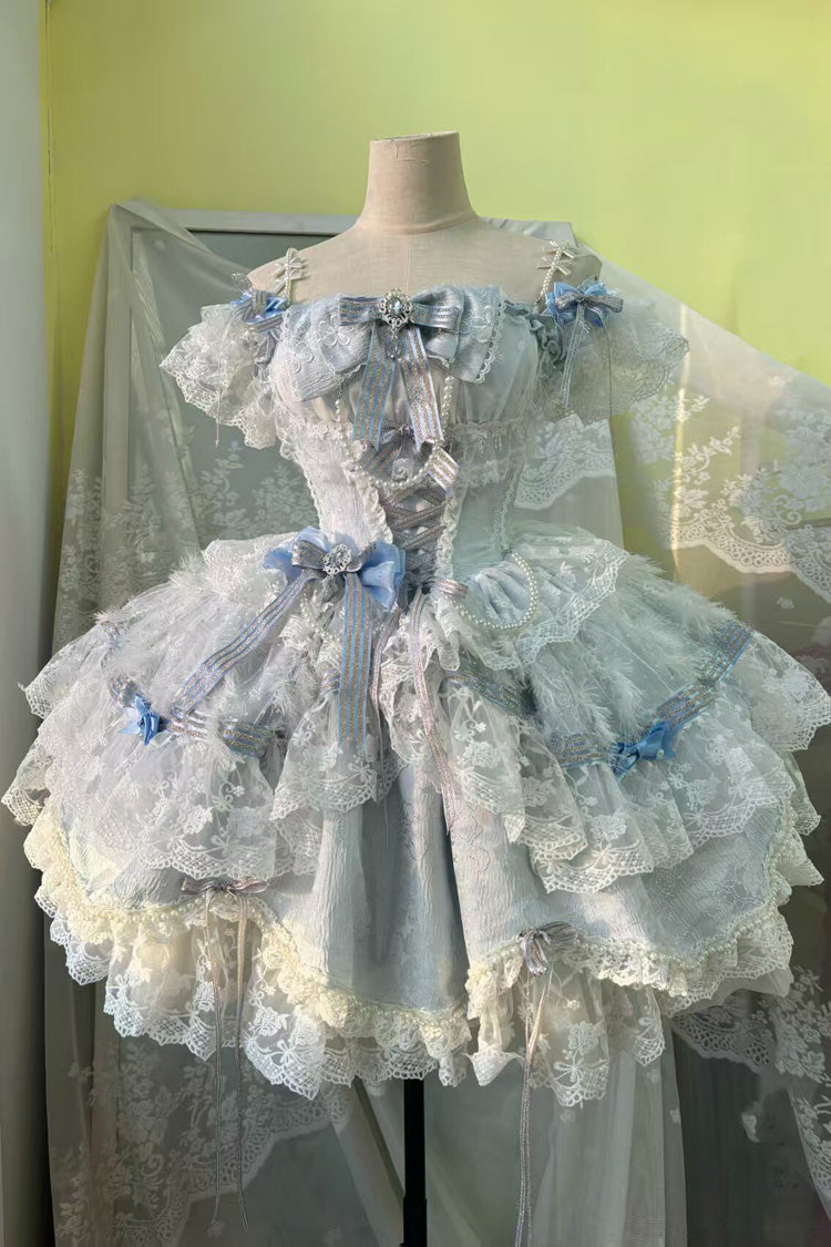 Square Collar Ruffled Hanayome Bow Lace Ballet Princess JSK - Anna's Ball