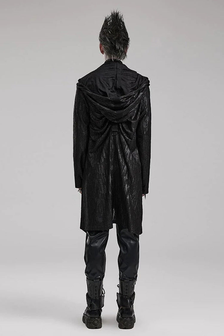 Steampunk Hooded Pleated Long Coat for Men, Loose Fit, Extended Sleeves